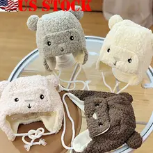 Для новорожденных, для маленьких мальчиков и девочек, теплая зимне наушники шапка, шерстяная для девочек и мальчиков, подтяжка, зимняя Лыжная шапка