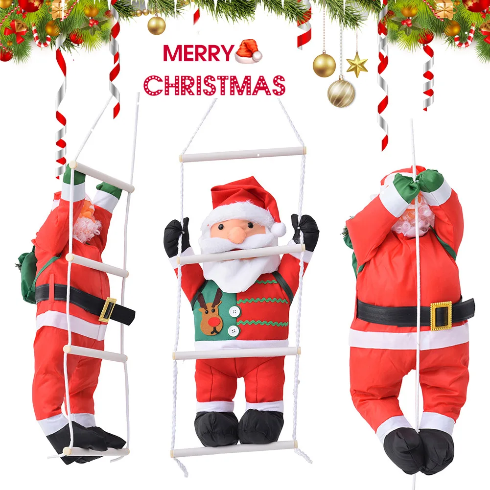 

Christmas Pendant Santa Claus Climbing Ladder Rope Hanging Doll 60cm New Year Tree Decoration Home Decor DTT88