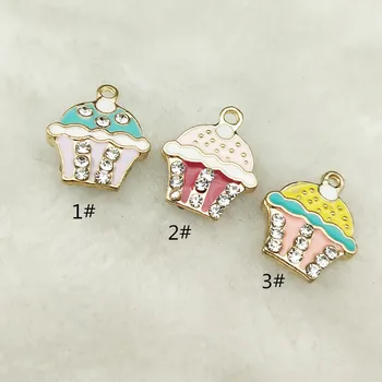 

10pcs enamel cake charm jewelry accessories earring pendant bracelet necklace charms zinc alloy diy finding 15x18mm