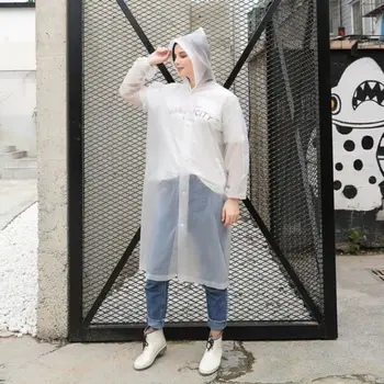 

Men Women Unisex Adult Raincoat Transparent Waterproof Plastic Reusable Rain Poncho Hood Solid