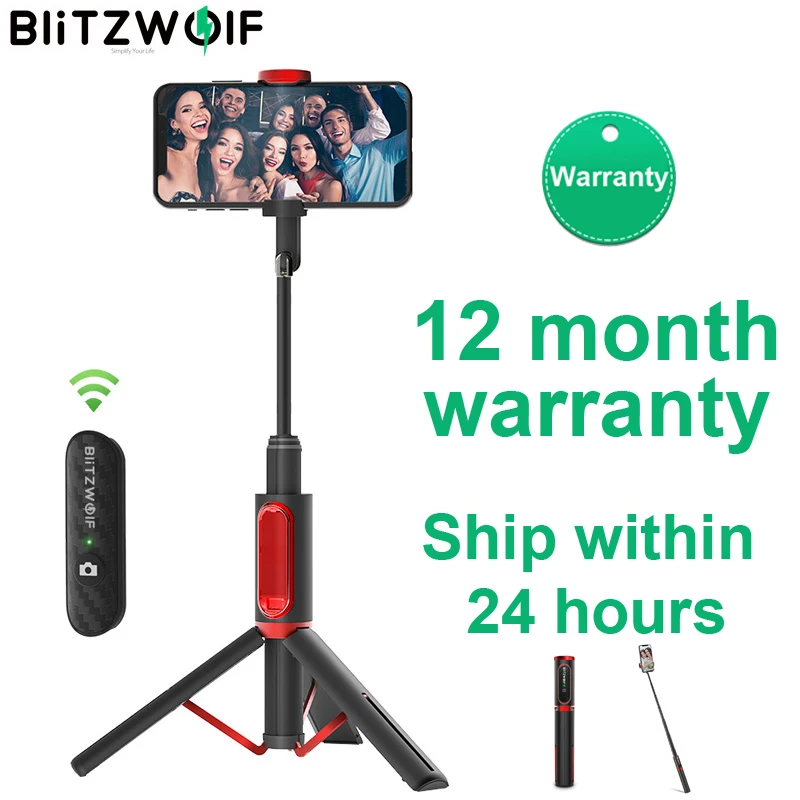 BlitzWolf BW-BS10 Portable bluetooth Selfie Stick with Tripod Extendable Foldable Monopod for iPhone 11 X Huawei Xiaomi Phone