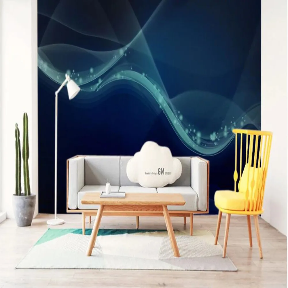 

mi'lo'fi custom large wallpaper mural 3d blue dynamic lines Nordic personality single background wallpaper mural