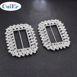 CUIER 10pcs/lot Rhinestone Metal Adjustable square ring buckles Sliver Garment Belt DIY Needlework Luggage Sewing Handmade Bag