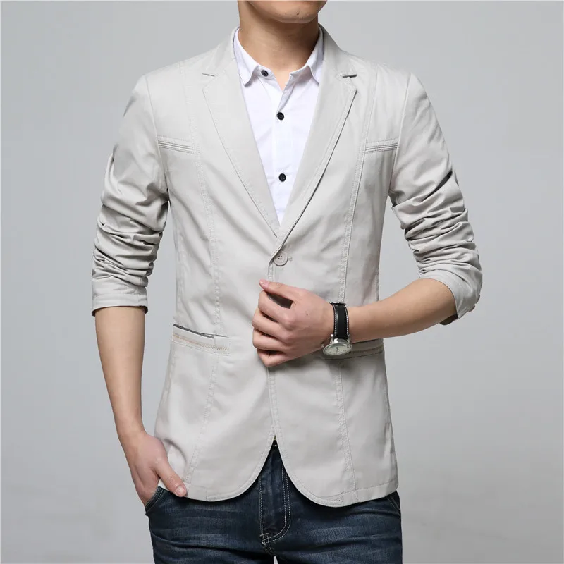 Business Office Work Casual Blazer for Men Solid Slim Black White Men Jacket Autumn Spring Notched Office Blazer Hombre