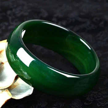 

Zheru Jewelry Natural Hetian Jade Green 54-62mm Bracelet Elegant Princess Jewelry Gift for Mother to Girlfriend