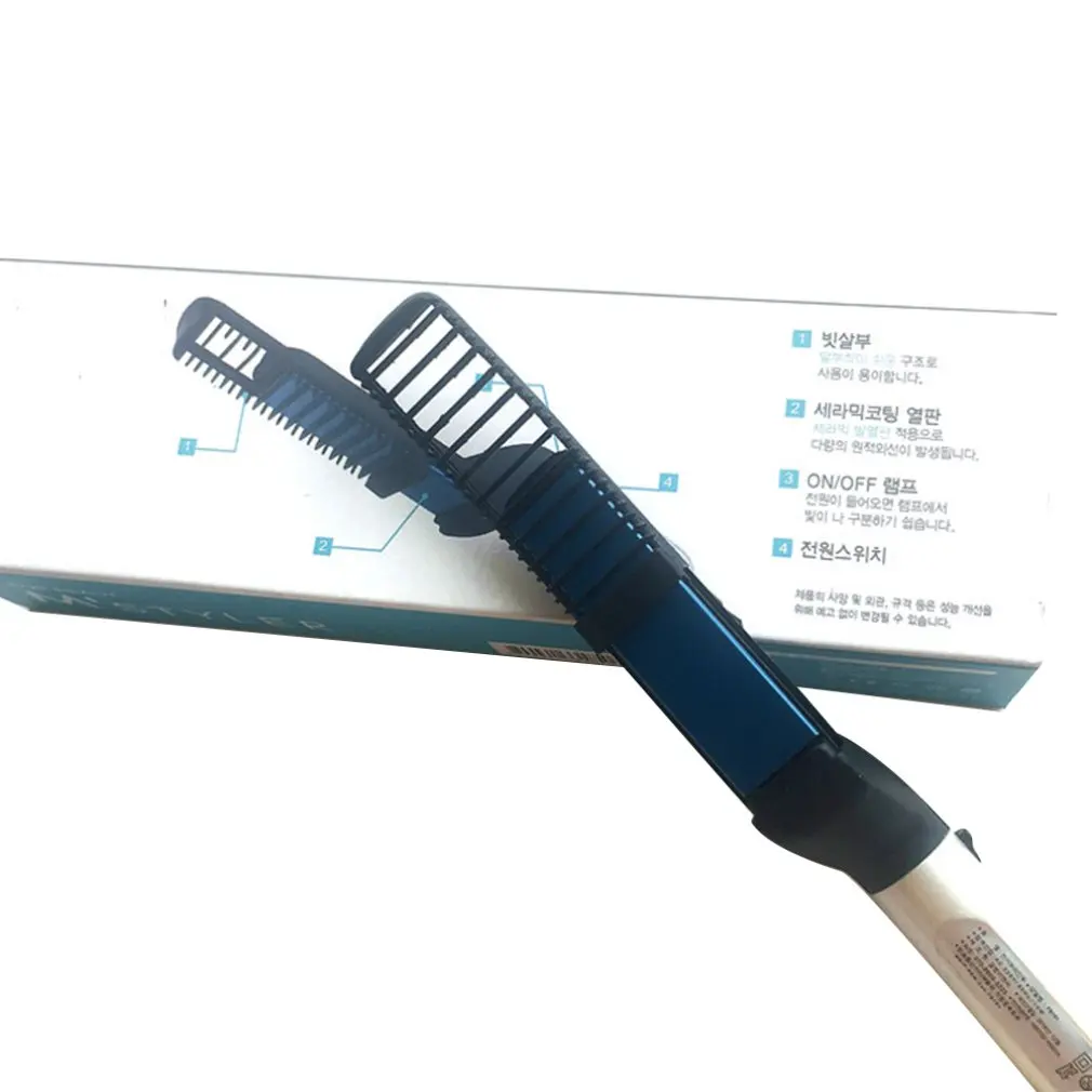 Men Quick Beard Straightener Styler Comb Multifunctional Hair Curling Curler Show Cap Tool Electric Hair Styler 2