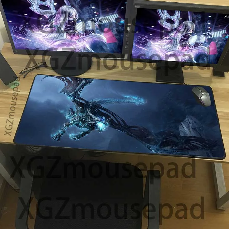 XGZ Large Mouse Pad Black Lock Edge Animal Dragon Pattern Custom Office Computer Desk Mat Rubber No