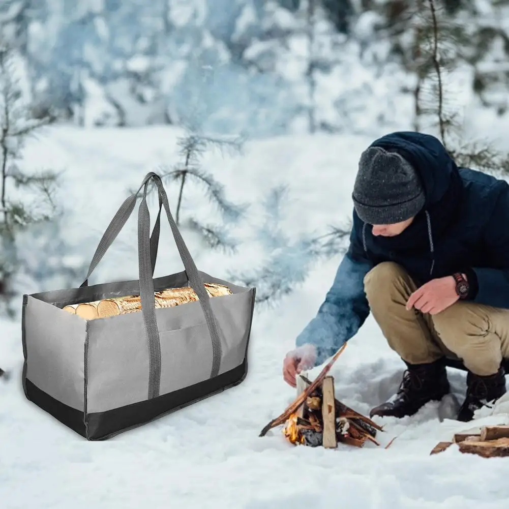 Portable Firewood Carrier Heavy Duty Durable Firewood Storage Tote Bag Large Capacity For Camping Indoor Fireplace