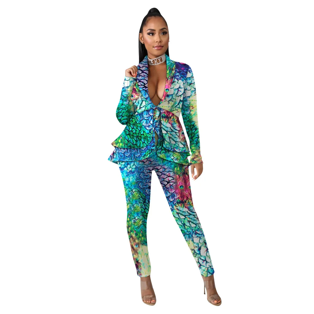 2 Piece Set Africa Clothing Suit For Women Sets New African Print Elastic Bazin Baggy Rock Style Dashiki Sleeve Famous Suit Lady