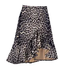 Kinsaga нерегулярные оборки Леопардовый принт замша мини юбка Весна Осень Европейский Стиль Высокая талия эластичная лента русалка юбки