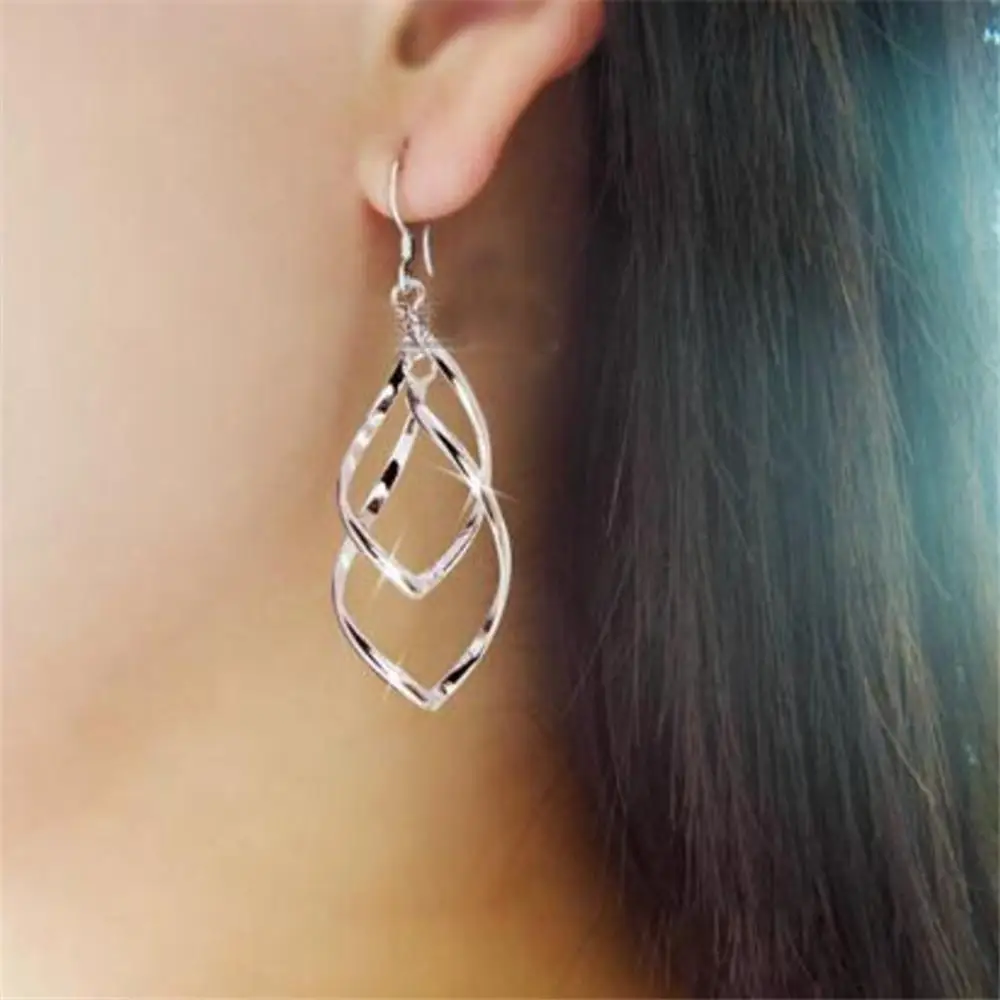 

Fashion Temperament Multilayer Twisted Earrings Shiny Alloy Dangle Earrings For Women Wedding Party Charm Earrings Jewelry Gift