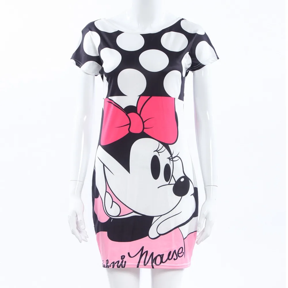 

Minnie Mouse Dress Printing Dot Sleeveless Party Dress Girl Costumes Halloween Summer cotto Minnie Mouse Print Bag Hip Dress