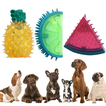 

Dog Rubber Squeaky Toys Animals Cartoon Puppy Chew Training Toy Soft Vocal Fruit Toy For Dog Cat Pet Grinding Teeth Supplies