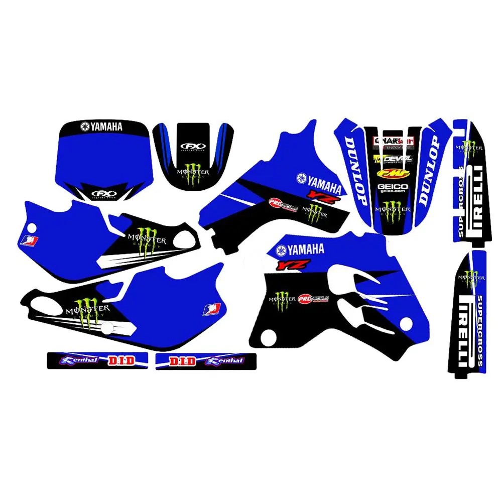 

For YAMAHA YZ80 1993-2001 New Full Graphics Decals Stickers Custom Number Name 3M Bright Matte Stickers Waterproof