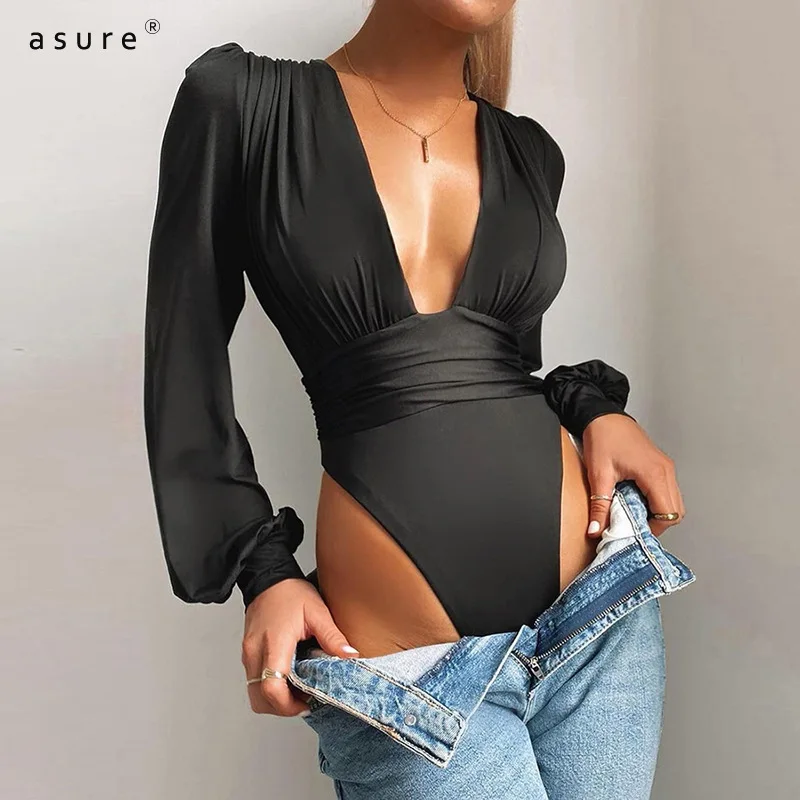 Venta Body de manga larga para mujer, petos Bodycon Sexy, moda de mujer, traje de trajes de Club de una pieza, Catsuit K20K09727 GR6Je35aZYX
