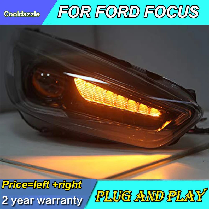 1 пара светодиодный фонарь для FORD для Focus- передняя фара с дневным ходовым светом
