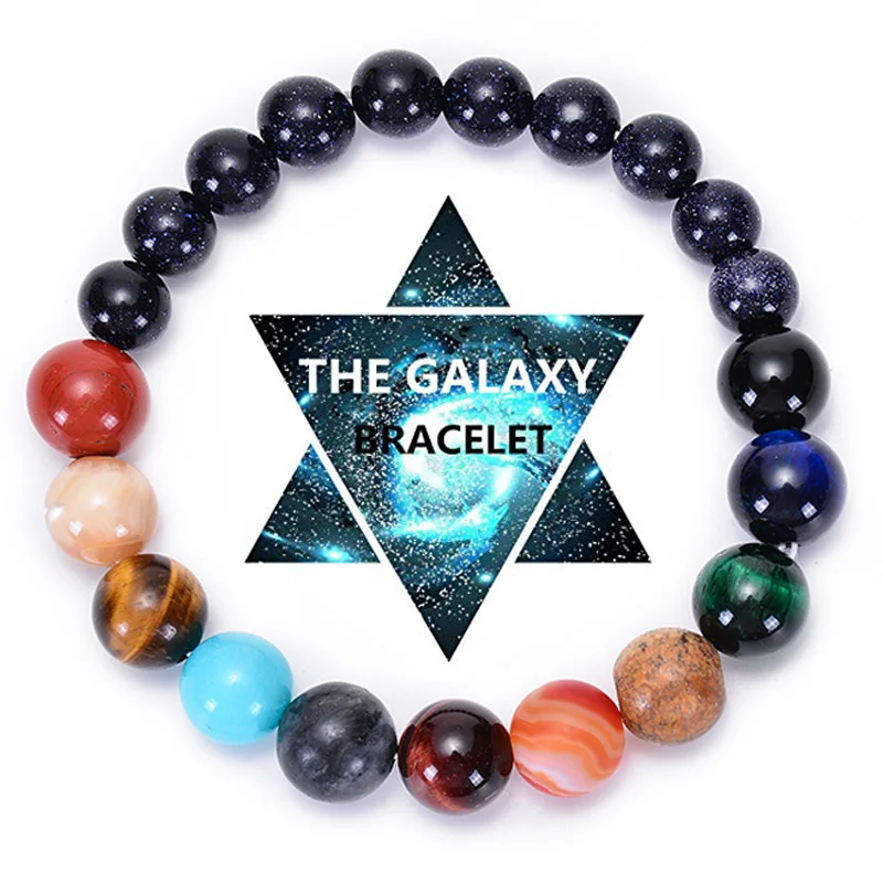 Браслет из бисера на восемь/девять планет для женщин, браслет с солнечной системой, браслет с изображением Галактики, стража, звезды, натуральный камень, бусины, браслет