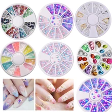 3 коробки кристаллы для ногтей Стразы ювелирные изделия DIY Дизайн ногтей украшения Смешанные цвета неправильные бусины 3D ногтей Шарм драгоценные камни для маникюра