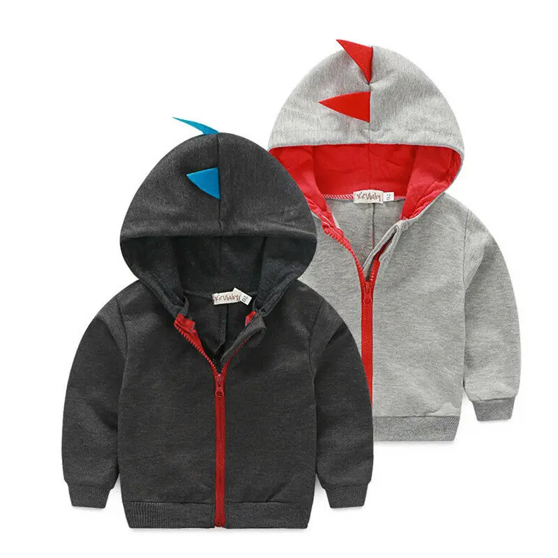  Baby Infant Kidss Boys Coat Cute Cartoon Dinosaur Zipper Hoodie Tops Jacket Kids Children Coat Outw