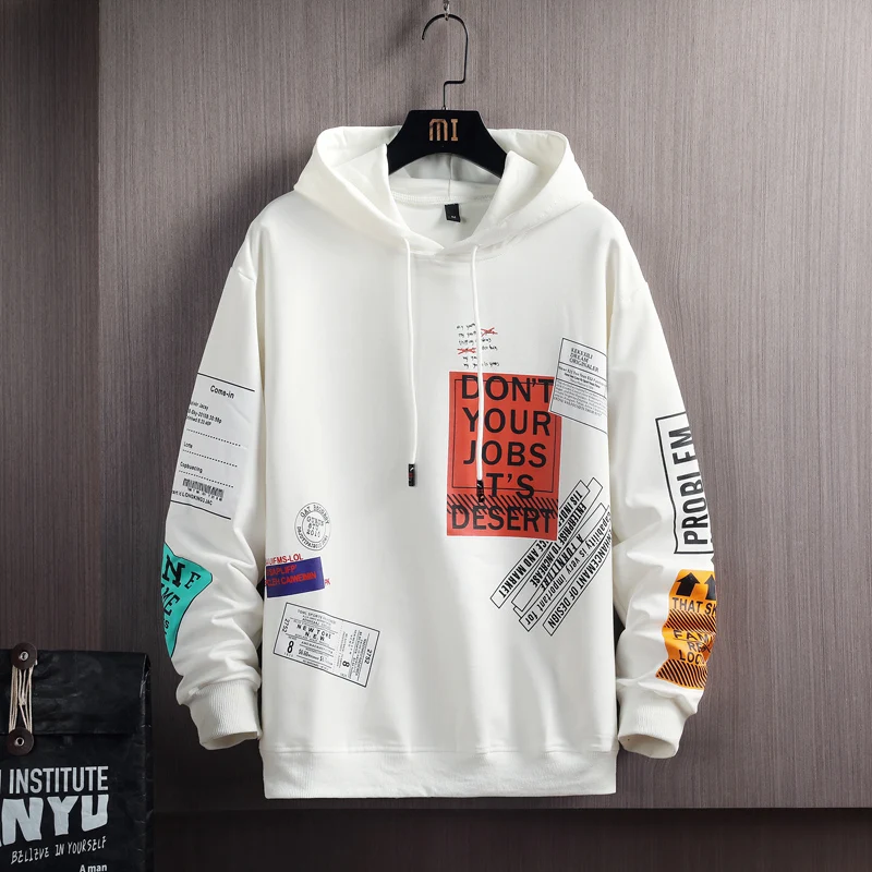 

Fashion Hooded Sweatshirts Men's Harajuku Hip Hop Pullover Autumn Spring Casual Cotton Hoodies Youth Streetwear Tops Clothing