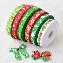 

6.5FT 2.5cm Christmas Ribbon Printed Red Green Snowflake Snowman DIY Sewing Gift Wrap Ribbon For Christmas Wedding Decor