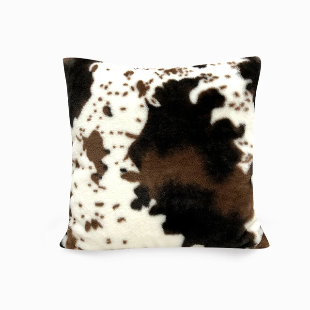 NEW 2021 Plush Cow Pattern Cushion Cover for Black or White Pillowcover by Hot Sale Animal Party of Home Decoration Pillow Cover B