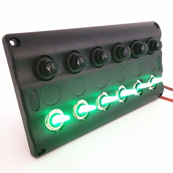 

12-24V 6 gangsvRocker Arm Switch Panel LED Light Circuit Breakers Overload Protector Toggle Rocker switch panel MARINE BOAT RV