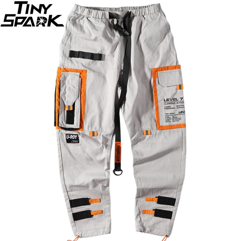 Ceny Hip Hip Cargo spodnie Streetwear mężczyźni Harajuku Harem spodnie biegaczy 2019 Casual Tatical spodnie wstążka wiele kieszeni spodnie