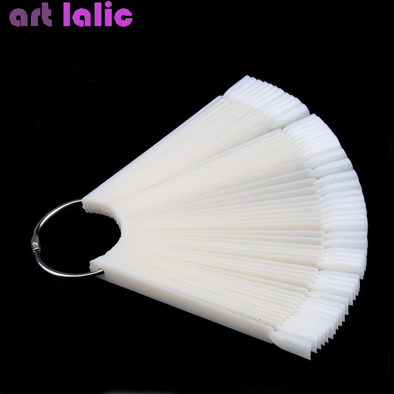 50Pcs Nail Art Tips Display Fan Shape Pop Stick Key Ring Polish Practice Salon Manicure Tools