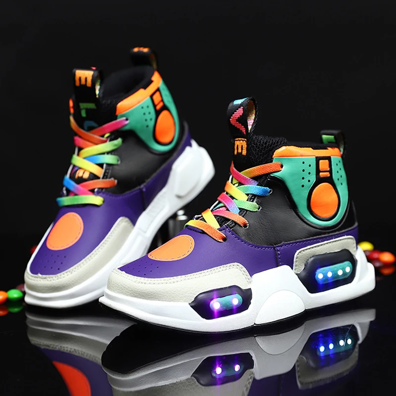 Led Shoes Children Young Boys Kids Girls Baby Light Boots 2021 Fashion Casual Autumn Child Leather Rubber Winter Sports Sneakers chinese jianzi kid s kicking feather shuttlecocks foot sports toy playing games outdoor sport kid child toys gymnastics 2021