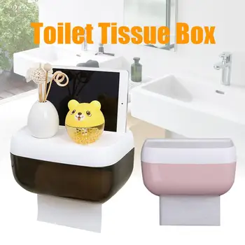 

Waterproof Drawer Solid Color Toilet Paper Holder Waterproof Self-Adhesive Wall-Mount Paper Roll Dispenser with Shelf