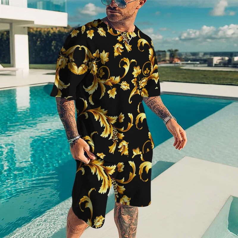 T-Shirt for Mens 3D Printing Crew Neck Short Sleeve Tee Set Summer Oversized t shirt Men Tracksuit 2 Piece Set Suit XXS-6XL Tee