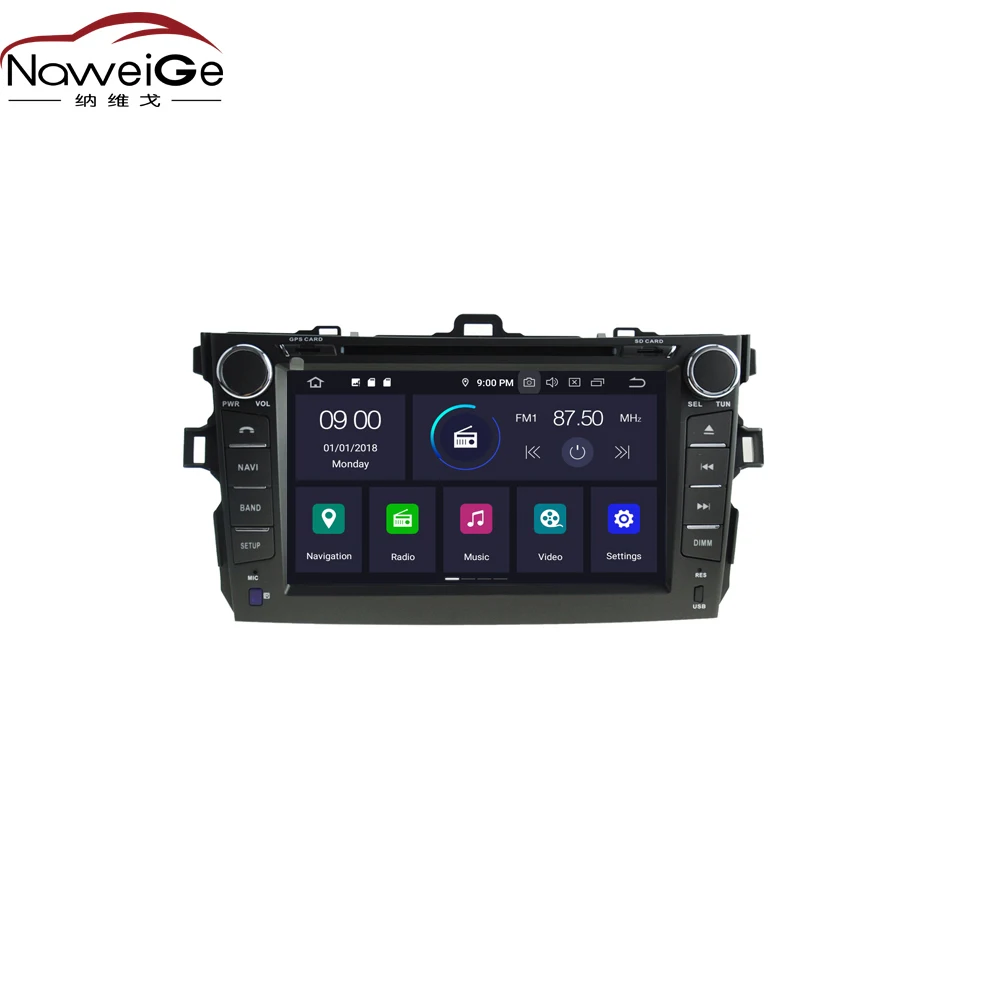 NaweiGe 8Inch Android Octa core 9.0 PX5 4+32GB Car dvd for Toyota Corolla 2007-2012 Autoradio GPS Navigation Radio Stereo | Автомобили и