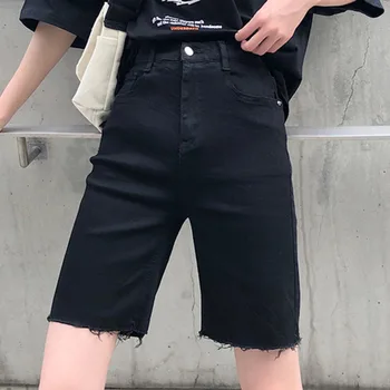 

[EWQ] 2020 Spring Summer New Arrivals High Waist Skinny Knee Length Denim Pants Women Cassual Vintage Straight Tide AY28401S