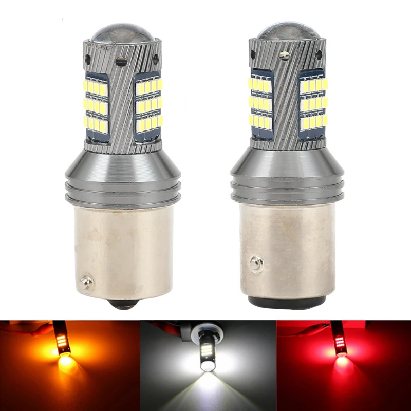 

2pcs S25 1156 BA15S 1157 BAY15D Car LED DRL Turn Signal Reverse Light Brake Lamp Bulbs 42SMD 2016 White Red Yellow DC12V