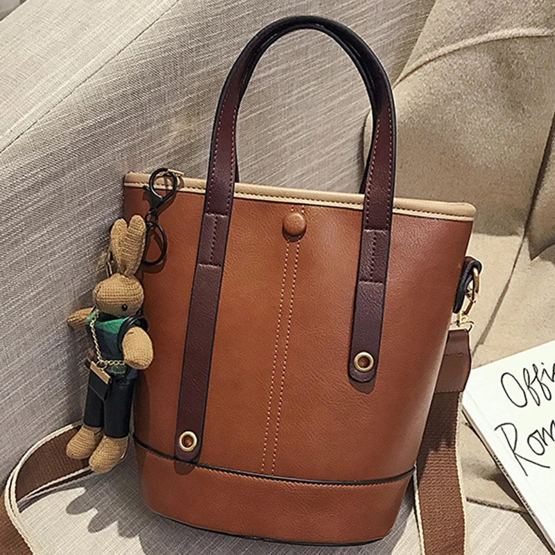 Женская сумка ведро для отдыха модная мессенджер из искусственной кожи Большая