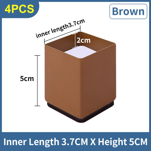 Steel Metal Sofa Table Pad Foot High Legs For Furniture Lifter increase 10cm Sofa Bed Chair Legs Pads Leg Desk Cabinet To Foot Brown-3.7cmx5cm