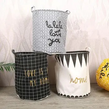 

Drum Large Size Cotton linen Home Storage Basket Home Life Clothing Toy /Sundries Storage Basket Clothesp Storage Basket Thicken