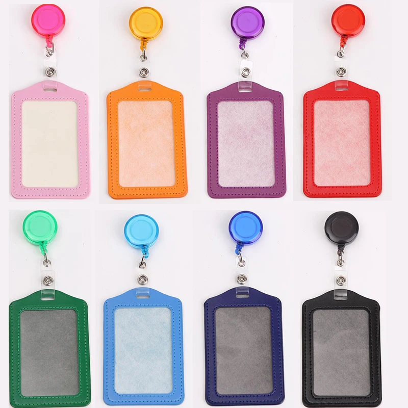 PU titular de la tarjeta titular de la placa de accesorios de los hombres y las mujeres enfermeras titular de la tarjeta de identificación tarjeta CUBIERTA Cubierta de suministros de oficina