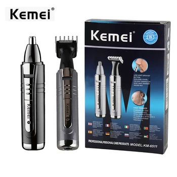 

Kemei 2 In 1 Electric Rechargeable Nose and Ear Hair Trimmer Professional Shaver Temple Cut Personal Care Tools For Men KM-6511