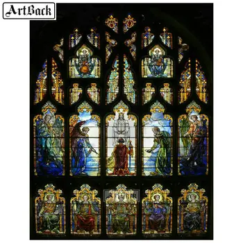 

New square / round 5d full diamond painting religious stained glass painting window flower diamond mosaic 3d diamond embroidery