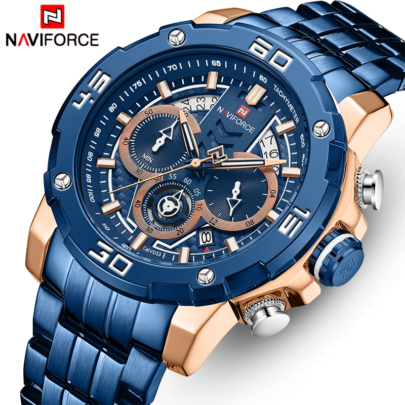 Часы наручные NAVIFORCE мужские кварцевые брендовые роскошные деловые спортивные в