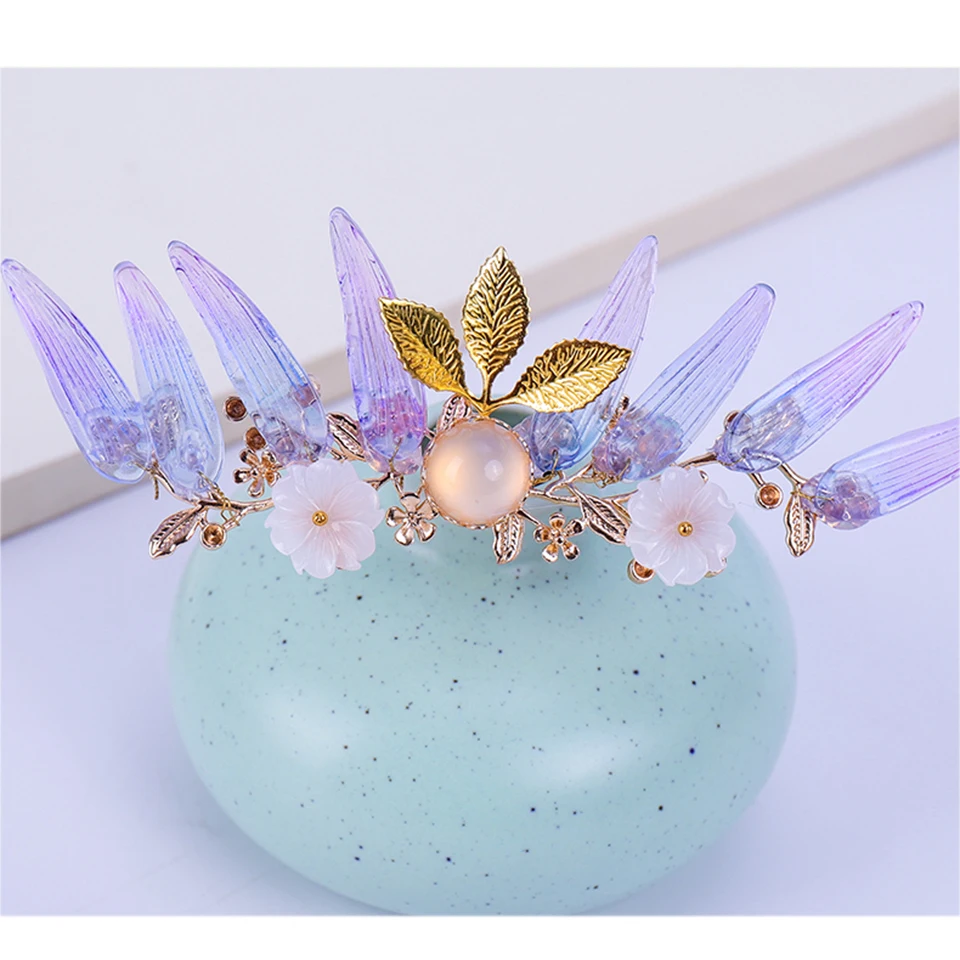 Flower Hair Stick Crystal Alloy Flowers Hair Pin Vintage Chinese Hair Fork Handmade Bridal Jewelry Accessories