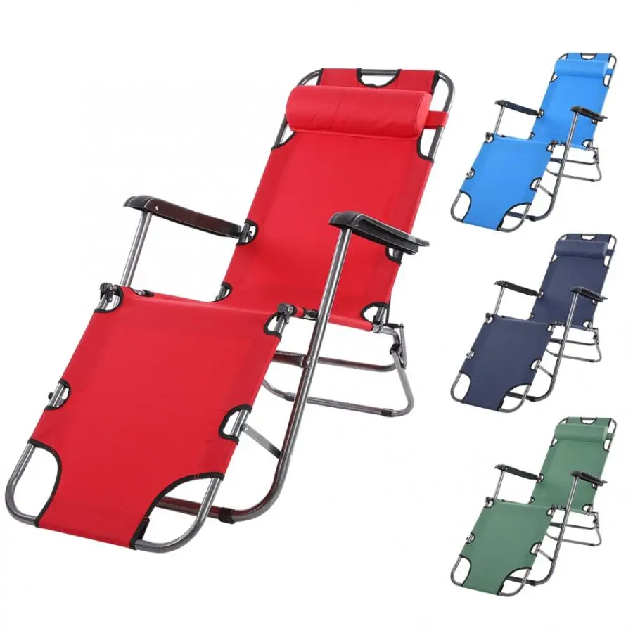 

Portable Folding Camping Lounge Beach Garden Patio Recliner Reclining Chair with Armrest