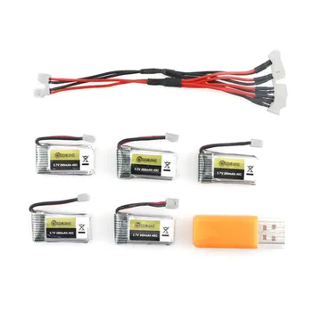 

5PCS E010 E010C E011 E011C E013 3.7V 260MAH 45C Rechargeable Lipo Battery USB Charger Sets For RC Quadcopter Models