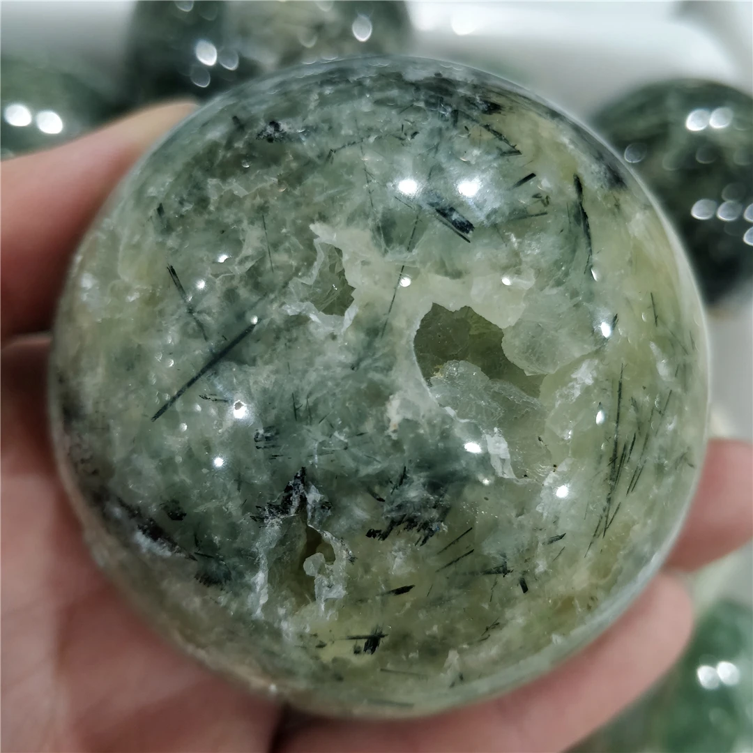 

Gemstone Natural Raw Prehnite Crystal Ball Grapestone Sphere Meditation Healing Stones For Jewelry Furnish And Decorate Minerals