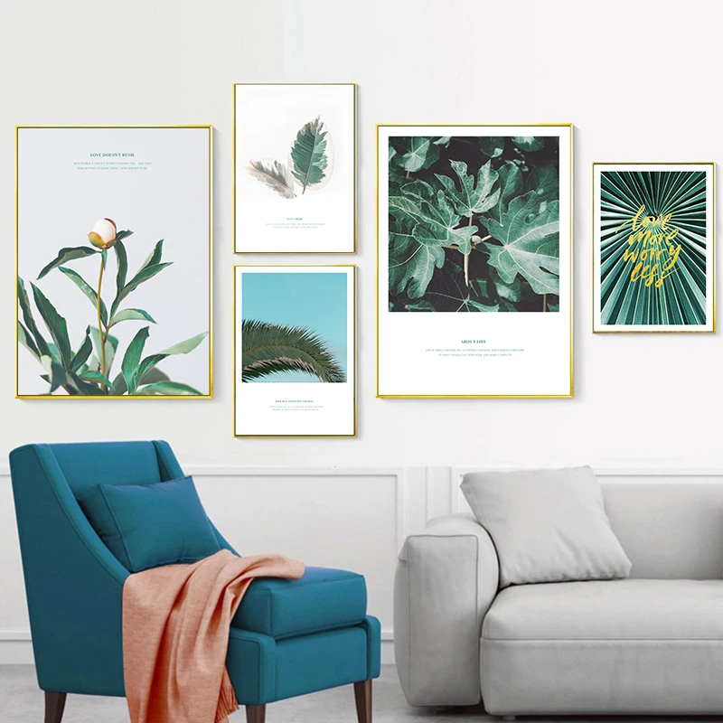 

Leaf Plant Scandinavian Poster Nordic Style Canvas Wall Art Print Minimalist Painting Decorative Picture Tropical Decoration