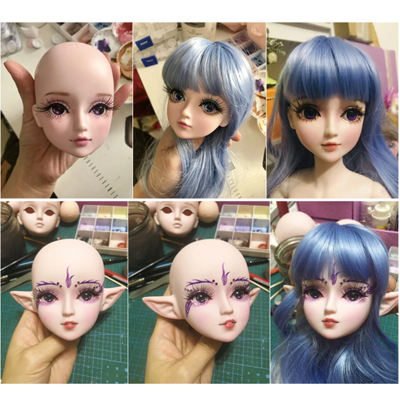 60 см BJD тело/голова обнаженного 1/3 21 подвижные шарниры эльф BJD куклы игрушка синий/черный 3D Глаза DIY макияж голый обнаженный BJD кукла игрушка AT09