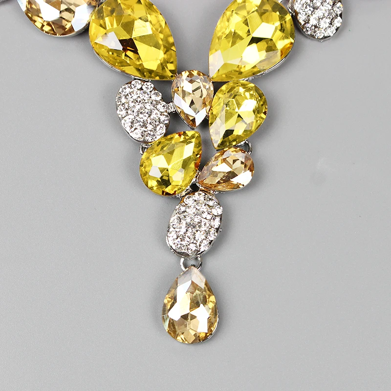 Модные Австрийские кристаллы Ювелирные наборы Посеребренная цепочка ожерелье серьги-капли наборы ювелирные изделия для вечеринки аксессуары для женщин