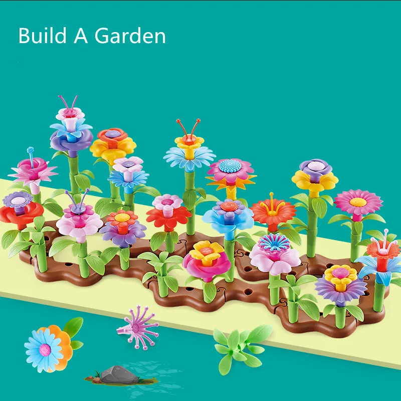 148Pcs/Set Flower Garden Toy DIY Educational Flower Playset Toys Creative Colorful Blocks Building Garden Game for Girls